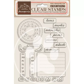 Set de sellos transparentes Calendario Romance Forever Stamperia