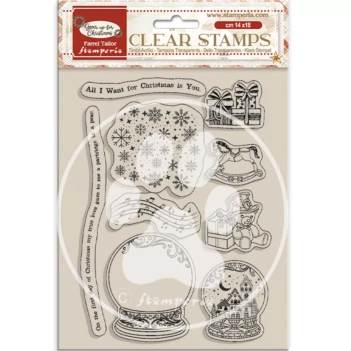 Set de sellos transparentes Casas Romantic Gear Up For Christmas Stamperia