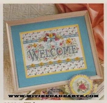 Bordado con cinta de seda Bienvenido. Silk Ribbon Embroidery. Welcome. 33534