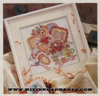 Bordado con cinta de seda Momento del té para Teddy. Silk Ribbon Embroidery. Tea time Teddy. 33538