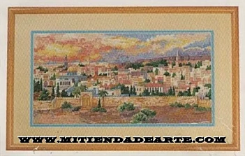Punto de aguja con lanas Needlepoint -Anochecer en Jerusalén - Jerusalem at dusk 4714 Bucilla