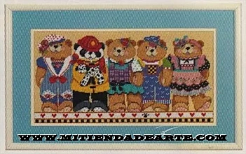 Punto de aguja con lanas Needlepoint - Ositos Teddy - Chintz Teddies 4703 Bucilla