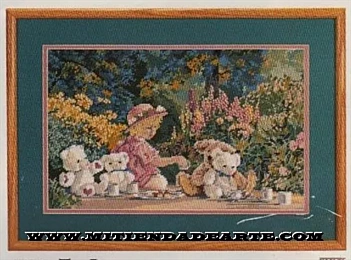 Punto de aguja con lanas Needlepoint - Fiesta del te - Tea party 4705 Bucilla