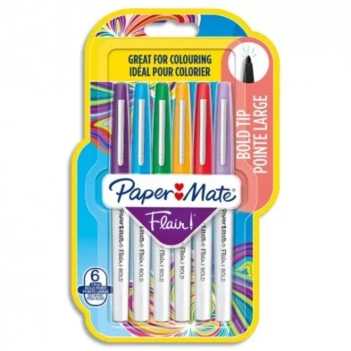 Set de 6 Rotuladores Colores Surtidos Flair Bold Paper Mate