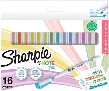 Set of 16 Sharpie S Note Duo Assorted Color Markers